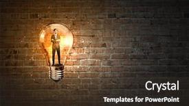  Presentation with luminous - Colorful presentation design enhanced with man holding luminous idea inside light bulb backdrop and a tawny brown colored foreground