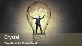  Presentation with luminous - Cool new slides with man holding luminous idea inside light bulb backdrop and a coral colored foreground