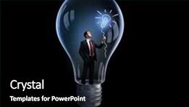  Presentation with luminous - Amazing PPT theme having man holding luminous idea inside light bulb backdrop and a black colored foreground