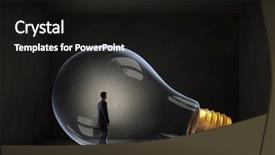  Presentation with luminous - Slides enhanced with man holding luminous idea inside light bulb background and a black colored foreground