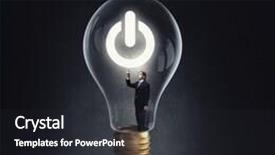  Presentation with luminous - Audience pleasing presentation design consisting of man holding luminous idea inside light bulb backdrop and a dark gray colored foreground