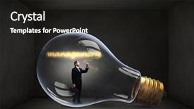  Presentation with luminous - Slide deck enhanced with man holding luminous idea inside light bulb background and a dark gray colored foreground