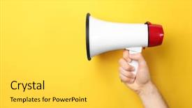  Presentation with color - Presentation having man holding megaphone on color background and a yellow colored foreground