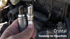  Presentation with spark plugs - Beautiful slide deck featuring man-holding-old-and-new backdrop and a wine colored foreground