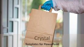  Presentation with covid - Beautiful slides featuring man-holding-paper-bag-wearing backdrop and a coral colored foreground