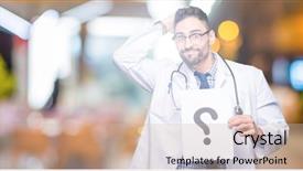  Presentation with 3d man sitting question mark - Audience pleasing PPT layouts consisting of man holding paper with question backdrop and a soft green colored foreground