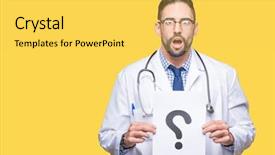  Presentation with fear - Slide set having man holding paper with question background and a  colored foreground