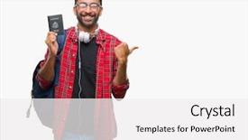  Presentation with happy birthday for adult boys - Amazing presentation design having man holding passport of america backdrop and a  colored foreground