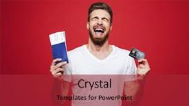  Presentation with credit card - Slide set with man holding passport with ticket background and a red colored foreground