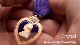  Presentation with purple heart - Beautiful presentation design featuring man holding purple heart war backdrop and a red colored foreground