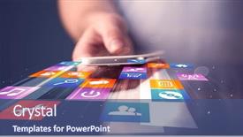  Presentation with man holding phone - Presentation with man holding smart phone background and a ocean colored foreground