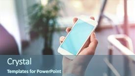  Presentation with man holding phone - Presentation consisting of man holding smartphone in hand background and a ocean colored foreground