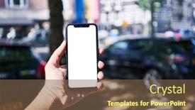  Presentation with car parking - Slides featuring man-holding-smartphone-showing-white background and a tawny brown colored foreground