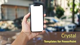  Presentation with car parking - Presentation theme featuring man-holding-smartphone-showing-white background and a violet colored foreground