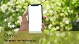  Presentation with smartphone - Presentation consisting of man-holding-smartphone-showing-white background and a  colored foreground