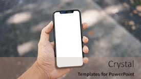  Presentation with smartphone - Slides enhanced with man-holding-smartphone-showing-white and a  colored foreground