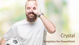  Presentation with eye ball dilated gif - Colorful PPT layouts enhanced with man holding soccer football ball backdrop and a  colored foreground