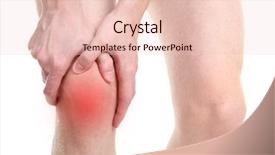  Presentation with knee - Theme enhanced with man holding sore knee isolated on white background and a lemonade colored foreground