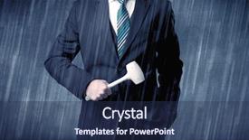  Presentation with graphic - Slides featuring man holding tool with raindrop background and a navy blue colored foreground