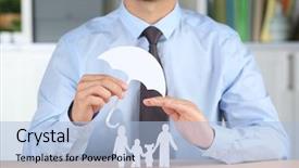  Presentation with umbrella - Audience pleasing slides consisting of protective parents - man holding umbrella over paper backdrop and a light blue colored foreground