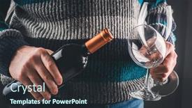  Presentation with beverage - PPT theme with man-holding-wine-bottle background and a wine colored foreground