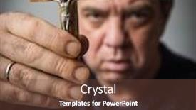  Presentation with catholic - PPT theme having man-holds-a-catholic-cross background and a tawny brown colored foreground