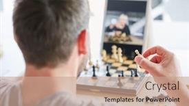  Presentation with chat - Beautiful presentation theme featuring man-holds-a-chess-piece backdrop and a coral colored foreground