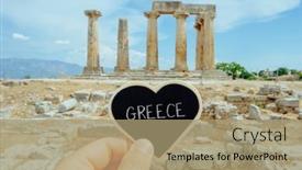  Presentation with corinth - Theme featuring man-holds-a-heart-shaped background and a coral colored foreground