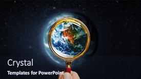  Presentation with elements - PPT theme with man-holds-a-magnifier background and a wine colored foreground