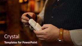  Presentation with cigarettes - Presentation design enhanced with man-holds-a-pack background and a wine colored foreground