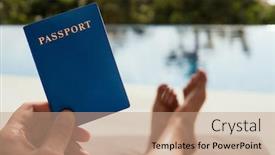  Presentation with passport - Presentation featuring man-holds-a-passport background and a coral colored foreground