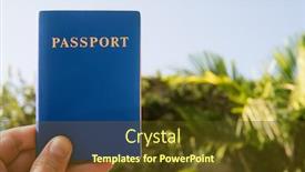  Presentation with passport - Presentation theme enhanced with man-holds-a-passport background and a tawny brown colored foreground