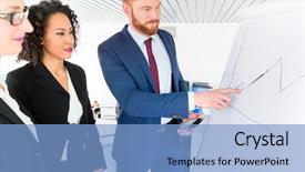  Presentation with business calculator - Beautiful presentation theme featuring man holds a pocket calculator backdrop and a  colored foreground