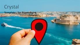  Presentation with cities - Presentation featuring man-holds-a-red-marker background and a light blue colored foreground