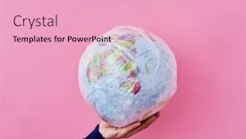  Presentation with world pollution - Beautiful PPT theme featuring man-holds-a-world-globe backdrop and a lemonade colored foreground