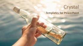  Presentation with bottle - Beautiful presentation design featuring man-holds-in-his-hand backdrop and a cream colored foreground
