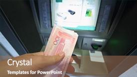  Presentation with money - Audience pleasing PPT layouts consisting of man holds red money yuans backdrop and a coral colored foreground