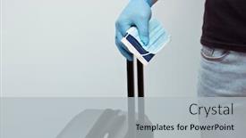  Presentation with latex gloves - Amazing slide set having man-holds-the-passport backdrop and a light gray colored foreground