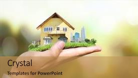  Presentation with human - Cool new presentation with man house in human hand backdrop and a gold colored foreground