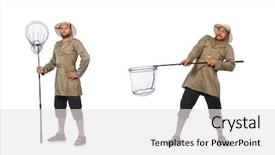  Presentation with butterflies - Cool new slide set with man hunting for butterflies isolated backdrop and a white colored foreground