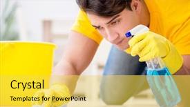  Presentation with helping man - Amazing presentation having man husband cleaning the house backdrop and a yellow colored foreground