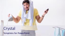 Presentation with clothing - Presentation theme consisting of man husband doing clothing iron background and a  colored foreground