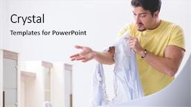  Presentation with clothing - Cool new slides with man husband doing clothing iron backdrop and a  colored foreground