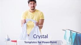  Presentation with roman clothing - Slide set with man husband doing clothing iron background and a  colored foreground