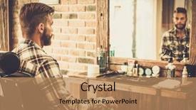  Presentation with barber shop - Slides enhanced with man in a barber shop background and a coral colored foreground