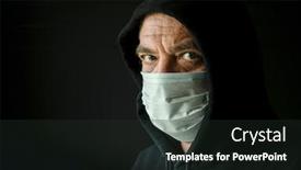  Presentation with fake news - Theme with man-in-a-black-hoodie background and a dark gray colored foreground