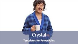  Presentation with white blue vapor trail - Slide deck consisting of man in a blue bathrobe background and a ocean colored foreground