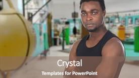  Presentation with gym - Slide set with two beautiful women using digital tablet in kitchen at home background and a ocean colored foreground