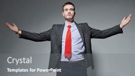  Presentation with classic - Audience pleasing slide set consisting of man-in-a-classic-suit backdrop and a  colored foreground