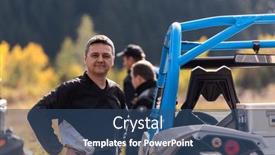  Presentation with next - Presentation with man-in-a-forest-posing background and a ocean colored foreground